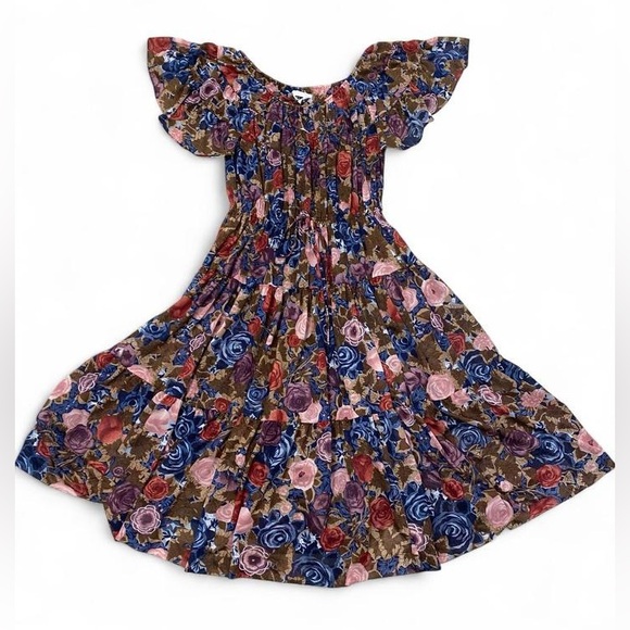 Vintage Boho Retro Festival Feminine Sheer Floral Dress Bohemian Coquette Girly - Picture 1 of 8